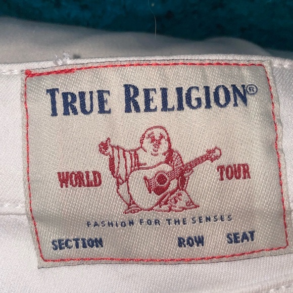 True Religion White Jennie Curvy High Rise Jeans With Red Lettering - Picture 3 of 11